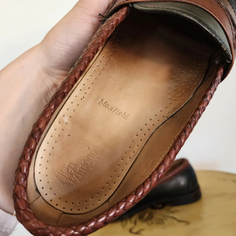 Allen Edmonds Sz 10.5 Black Brown Leather Maxfield Tassel Loafers Preppy Classic
